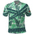 Martinique Pride Polo Shirt with Green Banana Leaf Print and Flag Patch Accents