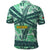Martinique Pride Polo Shirt with Green Banana Leaf Print and Flag Patch Accents