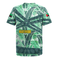 Martinique Pride Rugby Jersey with Green Banana Leaf Print and Flag Patch Accents