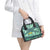 Martinique Pride Shoulder Handbag with Green Banana Leaf Print and Flag Patch Accents
