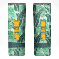 Martinique Pride Skinny Tumbler with Green Banana Leaf Print and Flag Patch Accents
