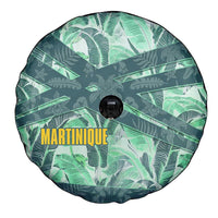 Martinique Pride Spare Tire Cover with Green Banana Leaf Print and Flag Patch Accents