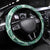 Martinique Pride Steering Wheel Cover with Green Banana Leaf Print and Flag Patch Accents