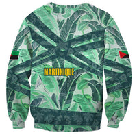 Martinique Pride Sweatshirt with Green Banana Leaf Print and Flag Patch Accents