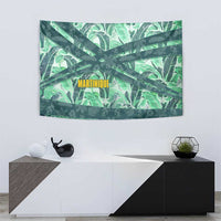 Martinique Pride Tapestry with Green Banana Leaf Print and Flag Patch Accents