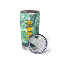 Martinique Pride Tumbler Cup with Green Banana Leaf Print and Flag Patch Accents