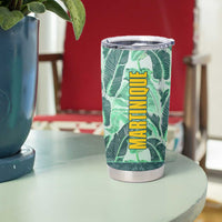 Martinique Pride Tumbler Cup with Green Banana Leaf Print and Flag Patch Accents