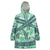 Martinique Pride Wearable Blanket Hoodie with Green Banana Leaf Print and Flag Patch Accents