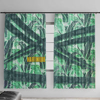 Martinique Pride Window Curtain with Green Banana Leaf Print and Flag Patch Accents