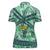 Martinique Pride Women Polo Shirt with Green Banana Leaf Print and Flag Patch Accents