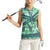 Martinique Pride Women Sleeveless Polo Shirt with Green Banana Leaf Print and Flag Patch Accents