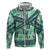 Martinique Pride Zip Hoodie with Green Banana Leaf Print and Flag Patch Accents
