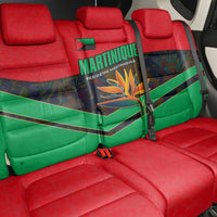 Martinique Pride Back Car Seat Cover with Red Green Design and Tropical Bird of Paradise Flower