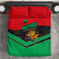 Martinique Pride Bedding Set with Red Green Design and Tropical Bird of Paradise Flower