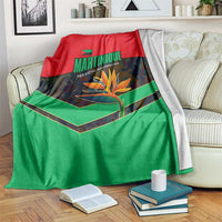 Martinique Pride Blanket with Red Green Design and Tropical Bird of Paradise Flower