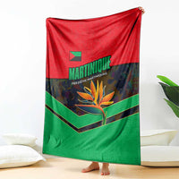 Martinique Pride Blanket with Red Green Design and Tropical Bird of Paradise Flower