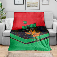 Martinique Pride Blanket with Red Green Design and Tropical Bird of Paradise Flower