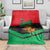 Martinique Pride Blanket with Red Green Design and Tropical Bird of Paradise Flower