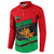 Martinique Pride Button Sweatshirt with Red Green Design and Tropical Bird of Paradise Flower