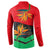 Martinique Pride Button Sweatshirt with Red Green Design and Tropical Bird of Paradise Flower