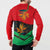 Martinique Pride Button Sweatshirt with Red Green Design and Tropical Bird of Paradise Flower