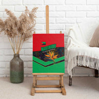 Martinique Pride Canvas Wall Art with Red Green Design and Tropical Bird of Paradise Flower