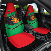 Martinique Pride Car Seat Cover with Red Green Design and Tropical Bird of Paradise Flower