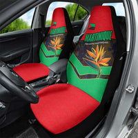 Martinique Pride Car Seat Cover with Red Green Design and Tropical Bird of Paradise Flower