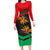 Martinique Pride Family Matching Long Sleeve Bodycon Dress and Hawaiian Shirt with Red Green Design and Tropical Bird of Paradise Flower