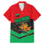 Martinique Pride Family Matching Mermaid Dress and Hawaiian Shirt with Red Green Design and Tropical Bird of Paradise Flower