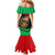 Martinique Pride Family Matching Mermaid Dress and Hawaiian Shirt with Red Green Design and Tropical Bird of Paradise Flower