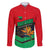 Martinique Pride Family Matching Off The Shoulder Long Sleeve Dress and Hawaiian Shirt with Red Green Design and Tropical Bird of Paradise Flower