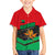 Martinique Pride Family Matching Off The Shoulder Long Sleeve Dress and Hawaiian Shirt with Red Green Design and Tropical Bird of Paradise Flower