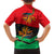 Martinique Pride Family Matching Off Shoulder Short Dress and Hawaiian Shirt with Red Green Design and Tropical Bird of Paradise Flower