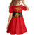 Martinique Pride Family Matching Off Shoulder Short Dress and Hawaiian Shirt with Red Green Design and Tropical Bird of Paradise Flower