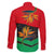Martinique Pride Family Matching Off Shoulder Short Dress and Hawaiian Shirt with Red Green Design and Tropical Bird of Paradise Flower
