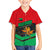 Martinique Pride Family Matching Off Shoulder Short Dress and Hawaiian Shirt with Red Green Design and Tropical Bird of Paradise Flower