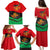 Martinique Pride Family Matching Puletasi and Hawaiian Shirt with Red Green Design and Tropical Bird of Paradise Flower