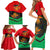 Martinique Pride Family Matching Short Sleeve Bodycon Dress and Hawaiian Shirt with Red Green Design and Tropical Bird of Paradise Flower
