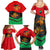 Martinique Pride Family Matching Summer Maxi Dress and Hawaiian Shirt with Red Green Design and Tropical Bird of Paradise Flower