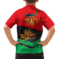 Martinique Pride Hawaiian Shirt with Red Green Design and Tropical Bird of Paradise Flower