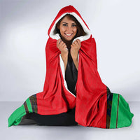 Martinique Pride Hooded Blanket with Red Green Design and Tropical Bird of Paradise Flower