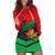Martinique Pride Hoodie Dress with Red Green Design and Tropical Bird of Paradise Flower