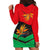 Martinique Pride Hoodie Dress with Red Green Design and Tropical Bird of Paradise Flower