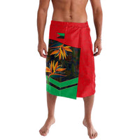 Martinique Pride Lavalava with Red Green Design and Tropical Bird of Paradise Flower