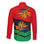 Martinique Pride Long Sleeve Button Shirt with Red Green Design and Tropical Bird of Paradise Flower