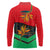 Martinique Pride Long Sleeve Polo Shirt with Red Green Design and Tropical Bird of Paradise Flower