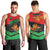 Martinique Pride Men Tank Top with Red Green Design and Tropical Bird of Paradise Flower