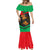 Martinique Pride Mermaid Dress with Red Green Design and Tropical Bird of Paradise Flower