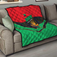 Martinique Pride Quilt with Red Green Design and Tropical Bird of Paradise Flower